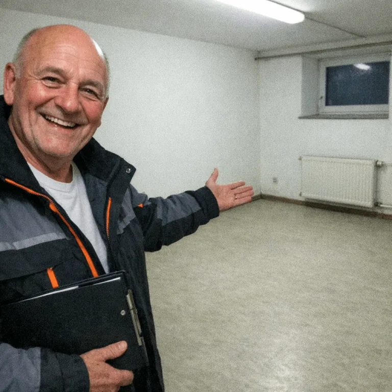 Freundlicher Projektleiter überreicht saubere Räumlichkeiten